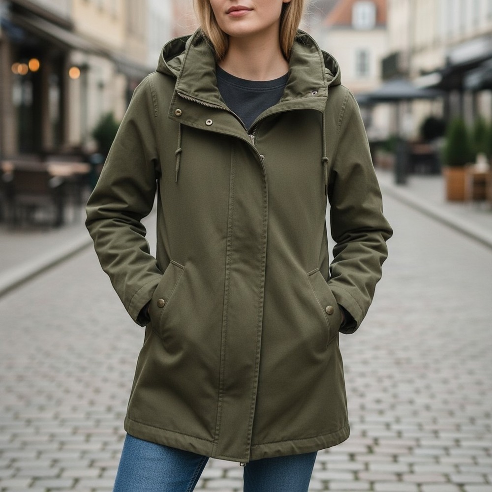 Jones New York Sport Olive Green Hooded Utility Anorak Jacket Womens XL